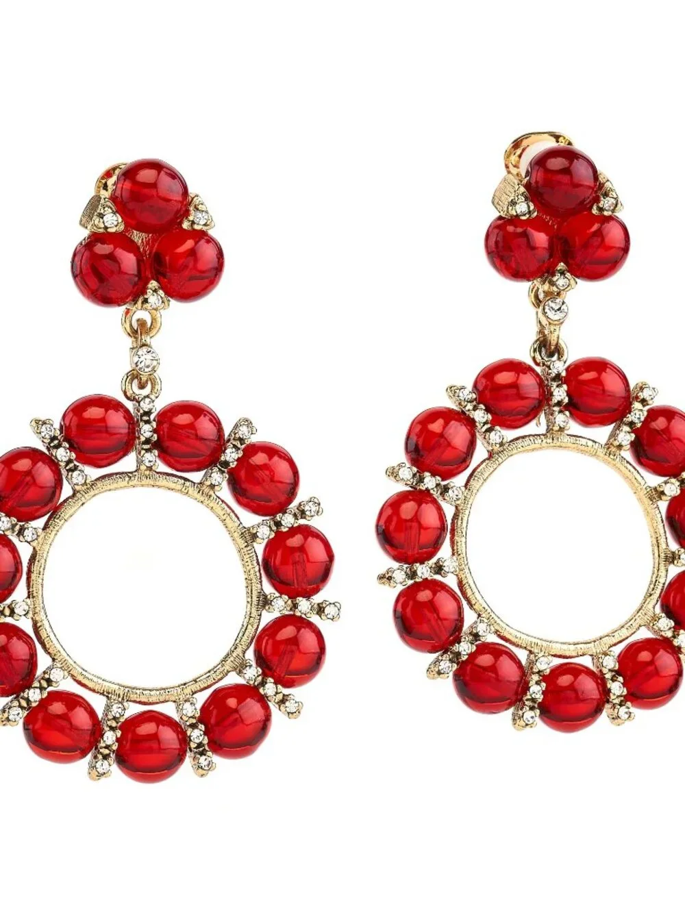 KENNETH JAY LANE, EMERALD/CRYSTAL AND 10MM PEARL CLIP EARRINGS - Picture 8 of 11